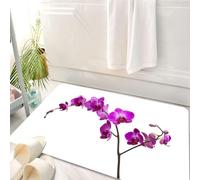 HKPOEQ Alfombrilla de Baño de Microfibra, Tapete para Puerta y Mascotas, Súper Grueso y Absorbente,Decoración Magenta, orquídeas Silvestres, pétalos, Flores, Rama, romántico, Flujo,50 x 80 cm