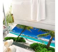 HKPOEQ Alfombrilla de Baño de Microfibra, Tapete para Puerta y Mascotas, Súper Grueso y Absorbente,Decoraciones navideñas, Hamaca Palmeras Playa Tropical,50 x 80 cm