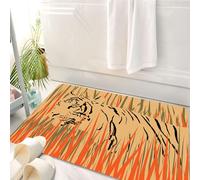 HKPOEQ Alfombrilla de Baño de Microfibra, Tapete para Puerta y Mascotas, Súper Grueso y Absorbente,Decoración de Vida Silvestre: Tigre Entre arbustos, Camuflaje, carnívoro, depredador, fe,50 x 80 cm