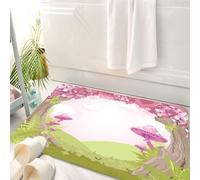 HKPOEQ Alfombrilla de Baño de Microfibra, Tapete para Puerta y Mascotas, Súper Grueso y Absorbente,Decoración de Hongos, cerezos en Flor en un Bosque de Cuentos de Hadas, fantasías surrea,50 x 80 cm