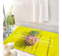 HKPOEQ Alfombrilla de Baño de Microfibra, Tapete para Puerta y Mascotas, Súper Grueso y Absorbente,Decoración Vive, Ríe, Ama, Piña Tropical con Vasos,50 x 80 cm