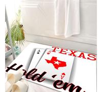 HKPOEQ Alfombrilla de Baño de Microfibra, Tapete para Puerta y Mascotas, Súper Grueso y Absorbente,Decoraciones para torneos de póker, par de ases con temática de Texas Hold'em y Mapa,50 x 80 cm