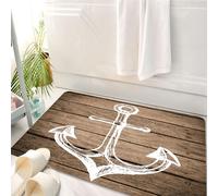 HKPOEQ Alfombrilla de Baño de Microfibra, Tapete para Puerta y Mascotas, Súper Grueso y Absorbente,Dibujo a Mano de Ancla náutica Boceto náutico Tableros Topo de,50 x 80 cm