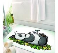 HKPOEQ Alfombrilla de Baño de Microfibra, Tapete para Puerta y Mascotas, Súper Grueso y Absorbente,Divertido Panda durmiendo y pájaros sobre su Barriga Amigo en,50 x 80 cm