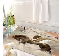 HKPOEQ Alfombrilla de Baño de Microfibra, Tapete para Puerta y Mascotas, Súper Grueso y Absorbente,El Fabuloso Caballo Alado está rodeado de Nubes oscuras y Flores en el Cielo de ensueño.,50 x 80 cm