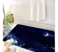 HKPOEQ Alfombrilla de Baño de Microfibra, Tapete para Puerta y Mascotas, Súper Grueso y Absorbente,El Cielo Oscuro está Iluminado por la Luna e innumerables Estrellas, y Las Nubes oscuras,50 x 80 cm