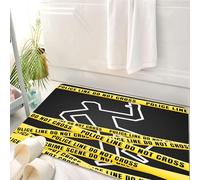 HKPOEQ Alfombrilla de Baño de Microfibra, Tapete para Puerta y Mascotas, Súper Grueso y Absorbente,Escena del Crimen, Contorno de Tiza de Las víctimas y pandillas Amarillas,50 x 80 cm