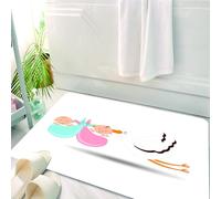 HKPOEQ Alfombrilla de Baño de Microfibra, Tapete para Puerta y Mascotas, Súper Grueso y Absorbente,Escena caprichosa: una cigüeña Cargando bebés sonrientes, difundiendo la alegría de los,50 x 80 cm