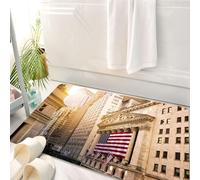 HKPOEQ Alfombrilla de Baño de Microfibra, Tapete para Puerta y Mascotas, Súper Grueso y Absorbente,Estados Unidos, el Famoso Edificio de Wall Street de la Bolsa de Valores, a Menudo,50 x 80 cm