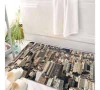 HKPOEQ Alfombrilla de Baño de Microfibra, Tapete para Puerta y Mascotas, Súper Grueso y Absorbente,Estados Unidos, Vista aérea de la Ciudad de Nueva York, Ciudad Famosa del Mundo, Capital,50 x 80 cm