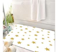 HKPOEQ Alfombrilla de Baño de Microfibra, Tapete para Puerta y Mascotas, Súper Grueso y Absorbente,Estrella, patrón de Estrellas Doradas Ilustración Creativa con Estilo Semen,50 x 80 cm