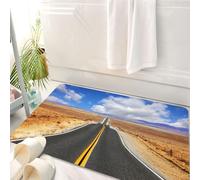 HKPOEQ Alfombrilla de Baño de Microfibra, Tapete para Puerta y Mascotas, Súper Grueso y Absorbente,Estados Unidos, Carretera en California Estepa y Nubes Carretera Asfaltada Horizonte Col,50 x 80 cm