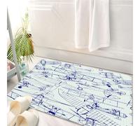 HKPOEQ Alfombrilla de Baño de Microfibra, Tapete para Puerta y Mascotas, Súper Grueso y Absorbente,Funda de cojín con diseños Impresos, avión, Dibujos Digitales de Aviones Antiguos, Vuelo,50 x 80 cm