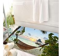 HKPOEQ Alfombrilla de Baño de Microfibra, Tapete para Puerta y Mascotas, Súper Grueso y Absorbente,Hamaca vacía en la Playa Tropical de Las Maldivas al Atardecer,50 x 80 cm