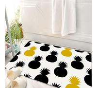 HKPOEQ Alfombrilla de Baño de Microfibra, Tapete para Puerta y Mascotas, Súper Grueso y Absorbente,Ilustración con temática de escapada exótica en Amarillo y Negro, Comida Fresca de veran,50 x 80 cm