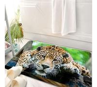 HKPOEQ Alfombrilla de Baño de Microfibra, Tapete para Puerta y Mascotas, Súper Grueso y Absorbente,Imagen de la Huella del Jaguar de la Selva sudamericana, Animal Salvaje carnívoro,50 x 80 cm