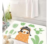 HKPOEQ Alfombrilla de Baño de Microfibra, Tapete para Puerta y Mascotas, Súper Grueso y Absorbente,Llama, Llama con un Sombrero étnico Boliviano Tradicional Sonriendo cómic sobre ilustrac,50 x 80 cm