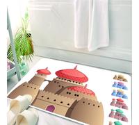HKPOEQ Alfombrilla de Baño de Microfibra, Tapete para Puerta y Mascotas, Súper Grueso y Absorbente,Magic Castle es una fantasía Colorida, un Castillo Encantador, Rojo: un Gran Milagro.,50 x 80 cm