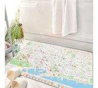 HKPOEQ Alfombrilla de Baño de Microfibra, Tapete para Puerta y Mascotas, Súper Grueso y Absorbente,Mapa, Plano de Las Calles de Barcelona, Parques, distritos, Atracciones, Decorativo, Hel,50 x 80 cm