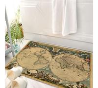 HKPOEQ Alfombrilla de Baño de Microfibra, Tapete para Puerta y Mascotas, Súper Grueso y Absorbente,Mapa Antiguo Vintage y fechado del Tema de geografía histórica del Mundo Antiguo Antique,50 x 80 cm