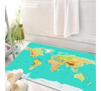HKPOEQ Alfombrilla de Baño de Microfibra, Tapete para Puerta y Mascotas, Súper Grueso y Absorbente,Mapa, Mapa Mundial geografía continentes y países,50 x 80 cm