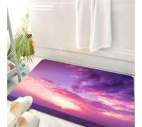 HKPOEQ Alfombrilla de Baño de Microfibra, Tapete para Puerta y Mascotas, Súper Grueso y Absorbente,Mar, Colores al Atardecer - Lleno de Cielo, Atardecer Cielo Rosa Vista para Colorear CIE,50 x 80 cm