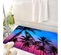 HKPOEQ Alfombrilla de Baño de Microfibra, Tapete para Puerta y Mascotas, Súper Grueso y Absorbente,Miami Beach South Beach Atardecer Palmeras en Ocean Drive Florida,50 x 80 cm