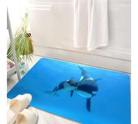 HKPOEQ Alfombrilla de Baño de Microfibra, Tapete para Puerta y Mascotas, Súper Grueso y Absorbente,Mundo Submarino, majestuosa Ballena Adulta y una Ballena pequeña, navegando por el Campo,50 x 80 cm