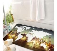 HKPOEQ Alfombrilla de Baño de Microfibra, Tapete para Puerta y Mascotas, Súper Grueso y Absorbente,Mundo, Mundo Cartografía Global Globalización Tierra Concepto Internacional Ciudad de Nu,50 x 80 cm