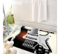 HKPOEQ Alfombrilla de Baño de Microfibra, Tapete para Puerta y Mascotas, Súper Grueso y Absorbente,Música Rock, patrón detallado de Guitarra con Cuerdas, Fondo Retro de semitono, Grunge a,50 x 80 cm