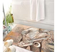HKPOEQ Alfombrilla de Baño de Microfibra, Tapete para Puerta y Mascotas, Súper Grueso y Absorbente,Músico de Jazz Tocando un Solo de saxofón en la Calle sobre Fondo Grunge, impresión artí,50 x 80 cm