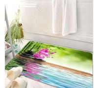 HKPOEQ Alfombrilla de Baño de Microfibra, Tapete para Puerta y Mascotas, Súper Grueso y Absorbente,Orquídea Flor Piedra Cultura Oriental Espiritualidad Bienestar Vacaciones Tropicales,50 x 80 cm