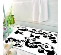 HKPOEQ Alfombrilla de Baño de Microfibra, Tapete para Puerta y Mascotas, Súper Grueso y Absorbente,Oso Panda juguetón en Estilo monocromático Feliz Joven zoológico Animal Infancia Floral,50 x 80 cm