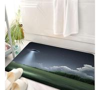 HKPOEQ Alfombrilla de Baño de Microfibra, Tapete para Puerta y Mascotas, Súper Grueso y Absorbente,OVNI Misterioso, un OVNI Que emite una Vista bajo la Enorme luz de la Luna, con densos b,50 x 80 cm