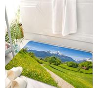 HKPOEQ Alfombrilla de Baño de Microfibra, Tapete para Puerta y Mascotas, Súper Grueso y Absorbente,Paisaje idílico de Verano en los Alpes con Frescos pastos Verdes de montaña y cimas Neva,50 x 80 cm