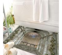 HKPOEQ Alfombrilla de Baño de Microfibra, Tapete para Puerta y Mascotas, Súper Grueso y Absorbente,Pasaje de Piedra, un majestuoso Arco de Piedra Decorado con Plantas Verdes, Que Forma un,50 x 80 cm