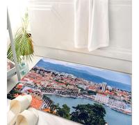 HKPOEQ Alfombrilla de Baño de Microfibra, Tapete para Puerta y Mascotas, Súper Grueso y Absorbente,Patrimonio de la Humanidad por la UNESCO.Vista panorámica Dividida de la Ciudad de Dalma,50 x 80 cm