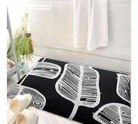 HKPOEQ Alfombrilla de Baño de Microfibra, Tapete para Puerta y Mascotas, Súper Grueso y Absorbente,Patrón. Estampado de Hojas en Blanco y Negro. Diseño para Papel, Textiles e impresión.,50 x 80 cm