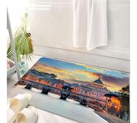 HKPOEQ Alfombrilla de Baño de Microfibra, Tapete para Puerta y Mascotas, Súper Grueso y Absorbente,Ponte Sant'Angelo y la Basílica de San Pedro, el emblemático Puente y Catedral, Ponte Sa,50 x 80 cm