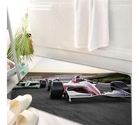 HKPOEQ Alfombrilla de Baño de Microfibra, Tapete para Puerta y Mascotas, Súper Grueso y Absorbente,Primer Plano de un Coche de Carreras Rojo en la Pista, liderando el pelotón, con Efecto,50 x 80 cm