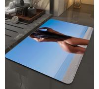 HKPOEQ Alfombrilla de Baño de Microfibra, Tapete para Puerta y Mascotas, Súper Grueso y Absorbente,Retrato de una Joven Adulta Atractiva Sexy y Sensual Bastante Hermosa Mujer Morena en bi,50 x 80 cm