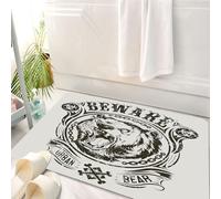 HKPOEQ Alfombrilla de Baño de Microfibra, Tapete para Puerta y Mascotas, Súper Grueso y Absorbente,Señal de Advertencia, Oso Urbano Feroz, con Cadena y señal de Gro biológico, Cuidado, an,50 x 80 cm