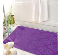 HKPOEQ Alfombrilla de Baño de Microfibra, Tapete para Puerta y Mascotas, Súper Grueso y Absorbente,sición de Plantas Lilas sobre un Fondo de Adorno Morado.,50 x 80 cm