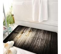 HKPOEQ Alfombrilla de Baño de Microfibra, Tapete para Puerta y Mascotas, Súper Grueso y Absorbente,Tablones de Madera eléctricos Retro de innovación histórica Industrial de Edison Revival,50 x 80 cm