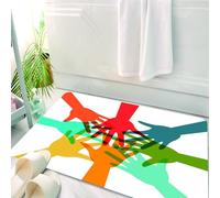 HKPOEQ Alfombrilla de Baño de Microfibra, Tapete para Puerta y Mascotas, Súper Grueso y Absorbente,Tema de cooperación Entre jóvenes y la Comunidad Manos Coloridas Juntas Acuerdo Trabajo,50 x 80 cm