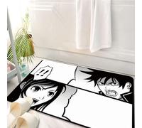 HKPOEQ Alfombrilla de Baño de Microfibra, Tapete para Puerta y Mascotas, Súper Grueso y Absorbente,Típica Tira de cómic Japonesa con Pelea Entre un Chico y una Chica.,50 x 80 cm