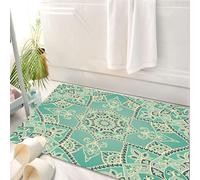HKPOEQ Alfombrilla de Baño de Microfibra, Tapete para Puerta y Mascotas, Súper Grueso y Absorbente,Turquesa, árabe, islámico, Persa, Imperio otomano, patrón, Turco, Irán, Raza, Raza,50 x 80 cm