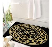 HKPOEQ Alfombrilla de Baño de Microfibra, Tapete para Puerta y Mascotas, Súper Grueso y Absorbente,Vegvisir: el Poste indicador o buscador de Caminos islandés es un bastón mágico islandés,50 x 80 cm