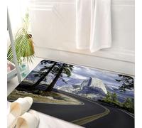 HKPOEQ Alfombrilla de Baño de Microfibra, Tapete para Puerta y Mascotas, Súper Grueso y Absorbente,Viaje por Carretera al Parque Nacional Yosemite de El Capitán EE. UU.,50 x 80 cm