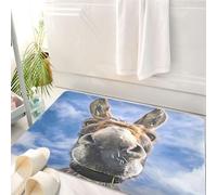 HKPOEQ Alfombrilla de Baño de Microfibra, Tapete para Puerta y Mascotas, Súper Grueso y Absorbente,Vista Detallada del Animal, Personaje del Burro, Incluidas Sus Grandes Orejas y fosas na,50 x 80 cm